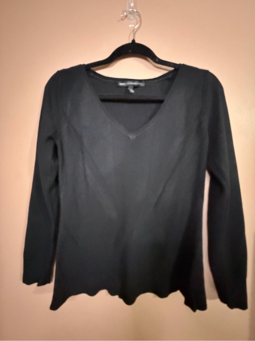 White House Black Market Black V-Neck Long Sleeve Tee